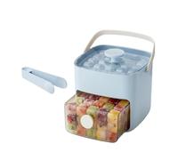 Máquina de hielo de 48 cubos con tapa de fácil liberación de empuje, contenedor de almacenamiento integrado, bandeja de hielo para whisky, cócteles, café, bebidas, color azul