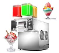 Máquina de Hielo en Copos Comercial de 4 Tanques 120kg/24h Trituradora Eléctrica con Acero Inoxidable y Refrigeración por Aire para Smoothie, Té de Burbujas, Crema, Granizado