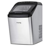 Máquina de Hielo KBP40 HKoenig, 15 kg/24h, Conexión a Red de Agua o Depósito 2,8L, Cubitos en 6-8 min, 2 Tamaños de Hielo, Acero Inoxidable, Tapa Transparente, Uso Doméstico y Fiestas