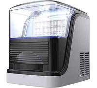 Máquina de hielo portátil, encimera transparente totalmente automática La máquina de helados puede producir 24 helados en 20 minutos, apto para 15 kg, familia, cafetería, tienda de bebidas frías
