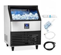 Máquina de hielo profesional Schrata, Acero inoxidable endurecido, 500 W, 120 kg/24 h, Hielo en 8-15 min, Almacenamiento 56 kg, Casa y oficina