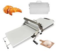 Máquina de hojaldre manual de manivela | Laminadora de masa manual para panadería y pizza | Acero inoxidable | Grosor ajustable de 0,5 a 17,5 mm | Adecuado para uso comercial y doméstico