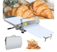 Máquina de hojaldre plegable manual de acero inoxidable con grosor ajustable para panadería, pizza, cruasanes