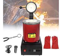 Máquina de horno de fusión digital, fundición eléctrica de 1,150.0 °C para cobre dorado y plateado, con pinzas de protección de malla de crisol, kit de fundición de metal para fundición de joyas