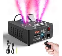 Máquina de humo con luces, doble boquilla de inyección directa, para fumadores, con 16 luces LED y mando a distancia, máquina de humo de 2000 W para DJ discoteca, fiestas, bodas, Navidad