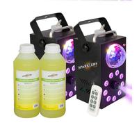 Máquina de humo de 700 W, efecto Astro & 9 LED + líquido de humo, potencia de 700 vatios, muy buen caudal - Tiempo de calentamiento rápido - Depósito de 15 cm - Fácil de transportar, ideal para DJ