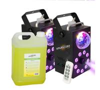 Máquina de humo de 700 W, efecto Astro & 9 LED + líquido de humo, potencia de 700 vatios, muy buen caudal - Tiempo de calentamiento rápido - Depósito de 15 cm - Fácil de transportar, ideal para DJ (2