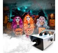 Máquina de humo, máquina de humo automática de 900 W, mandos a distancia inalámbricos y con cable con indicador de luz de precalentamiento, perfecto for Navidad, bodas y escenarios, color blanco