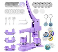 Máquina de Insignias de 25+32+58 mm Button Maker Machine 300 Juegos de Insignias de Plástico, Zimiking con 10 Abridores de Botellas, 10 Juegos de Llaveros, Moldes y Cortador de Papel Redondo (Púrpura)