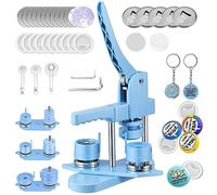 Máquina de Insignias de Button Maker Machine 25+32+58 mm, 300 Juegos de Insignias de Plástico, Zimiking con 10 Abridores de Botellas, 10 Juegos de Llaveros, Moldes y Cortador de Papel Redondo (Azul)