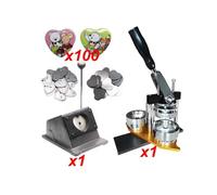 Máquina de insignias de corazón de 57x53mm equipada con máquina, cortador y 100 juegos de materiales for insignias, publicidad de hojalata(Set)