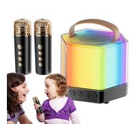 Máquina De Karaoke | Altavoz De Karaoke Inalámbrico Portátil Con Iluminación RGB | Micrófono Con 2 Micrófonos Inalámbricos Para Acampar, Picnics, Fiestas Familiares, Cumpleaños, Bodas, Eventos Al Aire