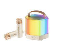 Máquina de Karaoke, Altavoz pequeño inalámbrico, Altavoz de portátil, 10.4x8.6 cm, con 2 micrófono inalámbrico Potente Calidad de Sonido excelente para niñas de 4, 5, 6, 7, 8, 9, 10, 12