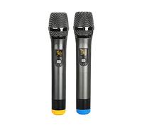 máquina de karaoke bluetooth Micrófono inalámbrico universal dual UHF Micrófono con recarga recargable Micrófono de mano de frecuencia ajustable de metal altavoz de fiesta ( Quantity : Two )