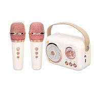 Máquina de Karaoke con 2 Micrófonos Inalámbricos, Altavoz Bluetooth Portátil con Graves Mejorados, de Altavoces Portátil PA para Niños y Adultos, Compatible con Tarjeta