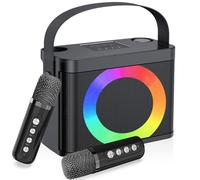 Máquina de karaoke con 2 micrófonos inalámbricos, altavoz Bluetooth portátil con luz RGB, sistema de karaoke para karaoke, fiesta en casa, sistema de megafonía para adultos, caja de fiesta