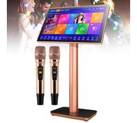 Máquina de Karaoke con 2 micrófonos inalámbricos, Equipo de Karaoke de 22 Pulgadas, Pantalla táctil capacitiva de Alta definición 4K, 26 Idiomas, Reproductor de Karaoke KTV Todo en uno,Black-4TB