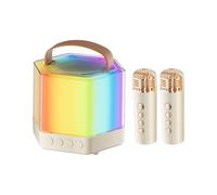 Máquina De Karaoke con 2 Micrófonos,Máquina De Karaoke Inalámbrica | Altavoz inalámbrico de con luz de Color RGB, de Karaoke portátil al Aire Libre para Amigos, Camping, Picnic