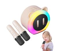 Máquina de Karaoke con 2 micrófonos, máquina de Karaoke inalámbrica | Altavoz portátil de Karaoke con Orejas,Iluminación RGB 2 micrófonos inalámbricos Juego de Altavoces de Karaoke para un