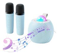 Máquina de Karaoke con función de Cambio de Voz - Incluye 2 micrófonos inalámbricos y Altavoz con iluminación LED - Ideal para diversión en Interiores y Exteriores, niños y Adult