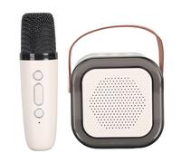 Máquina de Karaoke con Micrófono, Mini Altavoz Bluetooth Portátil Pequeña Máquina de Karaoke con Luz Dinámica LED, para Adultos y Niños Al Aire Libre en Casa (White)