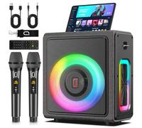 Máquina de Karaoke con micrófonos inalámbricos HWWR Karaoke con 2 Micrófonos para Adultos Niños, Karaoke Sistemas Accessoires utiles pour Micro (MS75-2Mics)