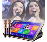 Máquina de karaoke con pantalla táctil capacitiva LED de 18.5 pulgadas y micrófono inalámbrico profesional, actualización en la nube para descargas de canciones