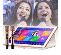 Máquina de karaoke con pantalla táctil capacitiva LED de 18.5 pulgadas y micrófono inalámbrico profesional, actualización en la nube para descargas de canciones