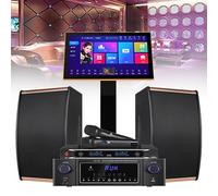 Máquina de karaoke con pantalla táctil capacitiva, micrófonos inalámbricos, amplificador de potencia y voz inteligente con inteligencia artificial, descarga de canciones en la nube para