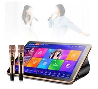 Máquina de karaoke con pantalla táctil, micrófonos inalámbricos, actualizaciones de canciones en la nube, control de aplicación para entretenimiento en casa