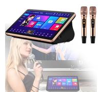 Máquina de karaoke con pantalla táctil y micrófonos inalámbricos, sistema 4K con disco duro para entretenimiento familiar y de fiesta