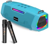 Máquina de karaoke con sonido potente de 60 W, sistema de karaoke portátil con 2 micrófonos inalámbricos, Bluetooth 5.3, batería de larga duración para fiestas al aire última intervensión y