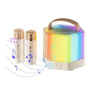 Máquina de Karaoke Inalámbrica, Máquina de Karaoke Portátil,Altavoz con iluminación RGB y 2 micrófonos inalámbricos - de Karaoke portátil al Aire Libre para Amigos, Camping, Picnic