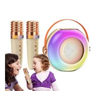 Máquina De Karaoke Infantil | Reproductor de Música y Altavoz con Dos Micrófonos | Karaoke Pequeño Con Luces LED | para Fiestas de Cumpleaños Reuniones Familiares Celebraciones Vacacionales Fin de Sem