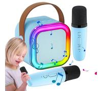 Máquina de karaoke, Máquina de karaoke para, Máquina de karaoke para el hogar con luces LED y 2 micrófonos inalámbricos, máquina de karaoke en casa, altavoz de canto con micrófono para fiesta