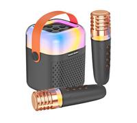 Máquina de Karaoke Mini, Altavoz Inalámbrico para Cantar con 2 Micrófonos, Altavoz Exterior para Karaoke, para Fiestas en Casa, Jardín, Oficina y Eventos al Aire Libre