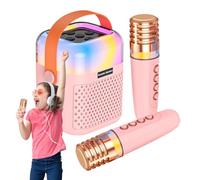 Máquina de Karaoke Mini, Audio de Canto Inalámbrico con 2 Micrófonos, De Karaoke para Cantar, para Fiestas en Casa, Jardín, Oficina y Eventos al Aire Libre