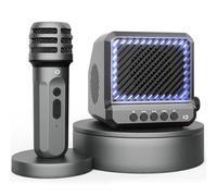 Máquina de karaoke, mini reproductor de karaoke con micrófono inalámbrico, mini altavoz Bluetooth portátil con micrófonos inalámbricos, micrófono de karaoke con sistema PA