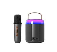 Máquina de karaoke para adultos, altavoz Bluetooth portátil con 2 micrófonos inalámbricos, con luz LED y efectos de cambio de voz, adecuado para familias, reuniones y camping (Y2, individual, negro)