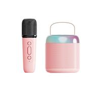 Máquina de karaoke para adultos, altavoz Bluetooth portátil con 2 micrófonos inalámbricos, con luz LED y efectos de cambio de voz, adecuado para familias, reuniones y camping (Y2, individual, rosa)