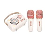 Máquina de karaoke para adultos/niños, altavoz de karaoke portátil ligero de frecuencia completa con 2 micrófonos inalámbricos, asa de transporte, 6 modos, uso de 6 a 8 horas, para fiestas, reuniones
