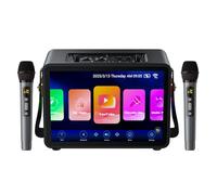 Máquina de karaoke para adultos, pantalla táctil integrada de 14 pulgadas, con pantalla de letras, sistema de karaoke con altavoz de 400 W, sistema PA portátil con 2 micrófonos inalámbricos para