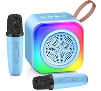 Máquina de karaoke para niños, 2 micrófonos, el mejor regalo de cumpleaños para niñas de 4, 5, 6, 7, 8, 9, 10 años, regalos de Pascua para niños, hija, sobrina, nieta y adolescentes (azul)