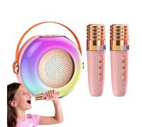 Máquina De Karaoke para Niños | Altavoz Portátil con Dos Micrófonos,Equipo De Karaoke Portátil con Luces - para Fiestas de Cumpleaños Reuniones Familiares Celebraciones Vacacionales Fin de Semana