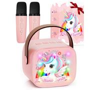 Máquina de karaoke para niños con 2 micrófonos Bluetooth para niñas 3, 4, 5, 6, 7, 8, 9, 10, 11, 12+ años