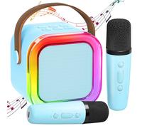 Máquina de karaoke para niños con 2 micrófonos de karaoke para niños: Karaoke infantil con micrófono, sistema de karaoke con 2 micrófonos, mini caja de karaoke, regalos para niñas y niños