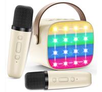 Máquina de Karaoke para Niños con 2 Micrófonos Inalámbricos, Bluetooth y Luces LED, Juego Completo con Tarjeta de Felicitación, Regalo Ideal para Niñas y Niños de 3-12 Años para Cumpleaños y Navidad