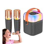 Máquina de karaoke para niños,Máquina de karaoke para niños para niñas,Pequeño altavoz de karaoke para exteriores | Altavoz portátil para Karaoke al aire libre, de canto Karaoke con 2 micrófonos inalá