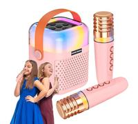 Máquina de karaoke para niños,Máquina de karaoke para niños para niñas,Pequeño de canto de karaoke | Altavoz portátil para Karaoke al aire libre, máquina de Karaoke de juguete con 2 micrófonos inalámb