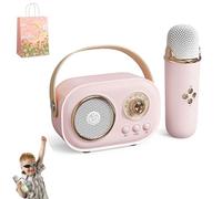MáQuina De Karaoke para NiñOs, Mini MáQuina De Karaoke con 2 MicróFonos InaláMbricos, MáQuina De Karaoke para NiñAs, C20 De Altavoces Retro Sonido EstéReo para Fiesta (1 Mic,Pink)